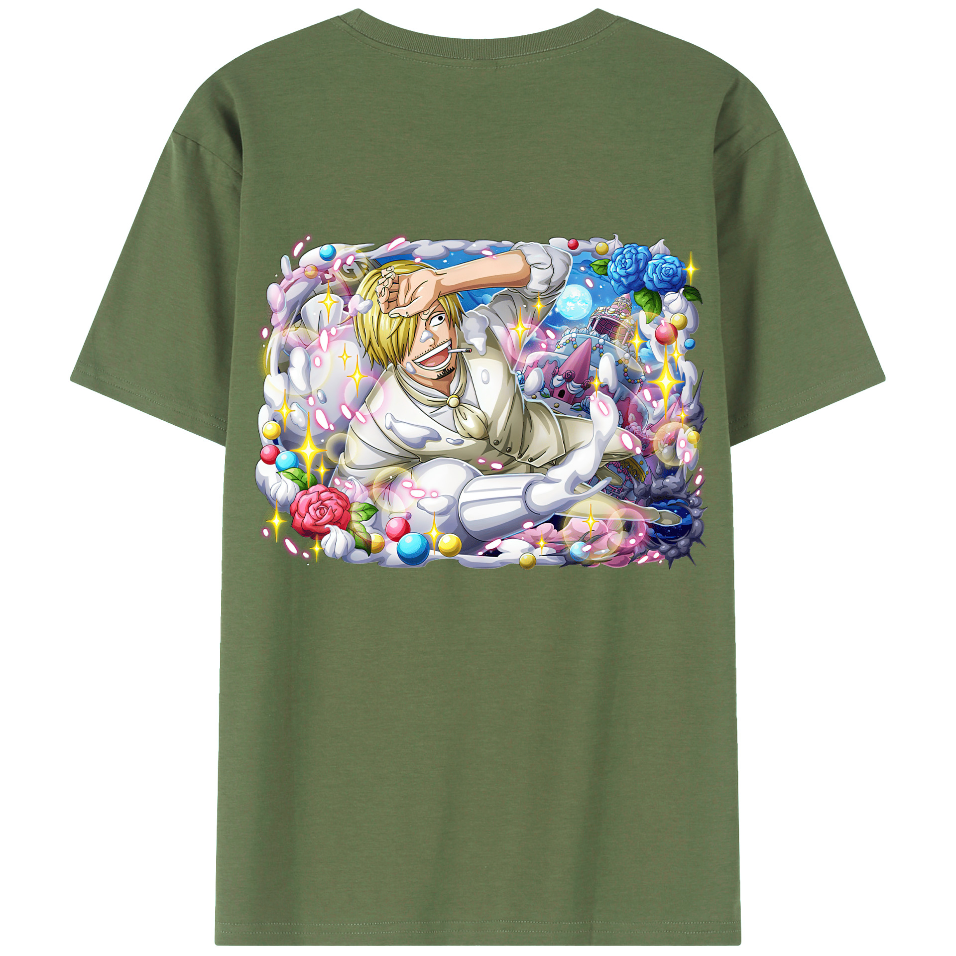 （画像用） ワンピース サンジ ONE PIECE Sanji 綿100％ メンズ半袖Tシャツ（バックプリント） 通気性